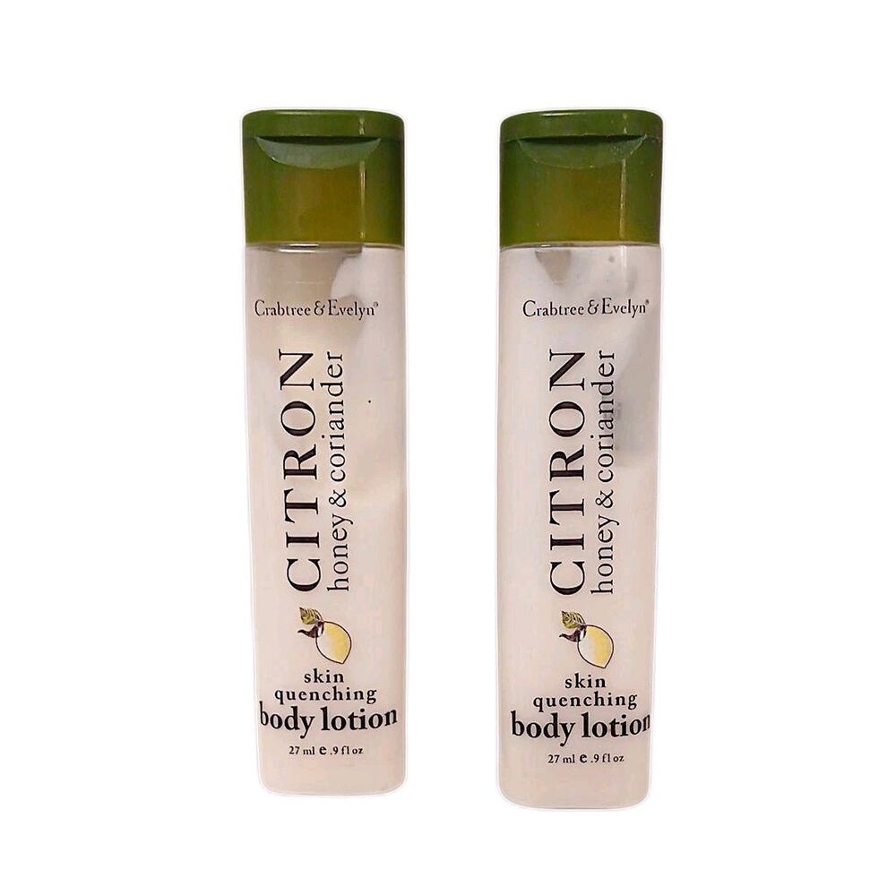 2 Bottles Crabtree & Evelyn Citron Honey Coriander Body Lotion 0.9oz Travel Size
